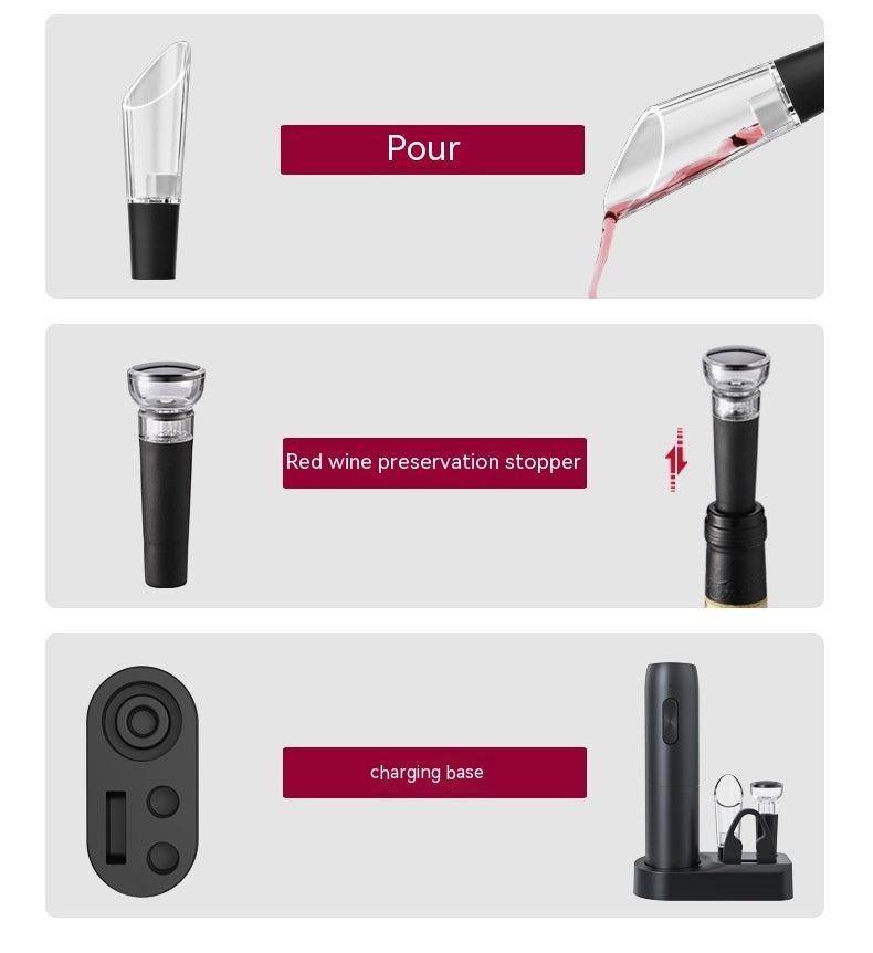 USB Oplaadbare Zakelijke Gift Jubileumviering Opbergbasis Roodwijn Elektrische Flessenopener.