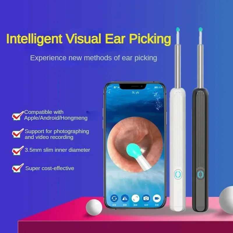 Draadloze Wi-fi Visuele Oorreiniger Otoscoop Oorsmeer Verwijderingskit met 1296P HD Camera en Oorlepels Endoscoop Gereedschap Kit