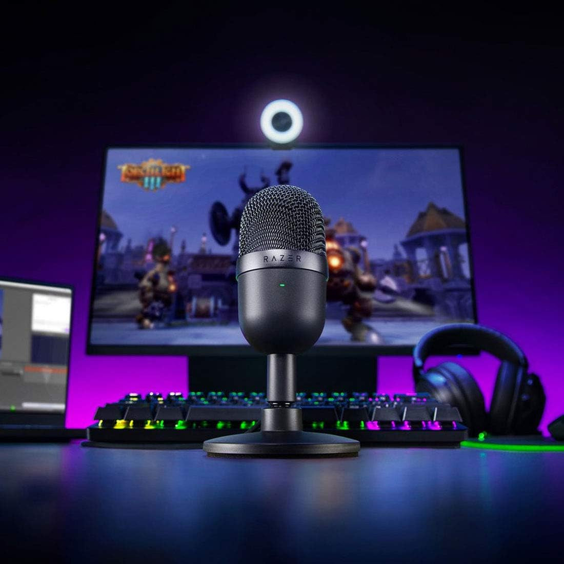 Seiren Mini USB Condensatormicrofoon: voor Streaming en Gaming op PC - Professionele Opnamekwaliteit - Precies Supercardioïde Opnamepatroon - Kantelbaar Statief - Schokbestendig - Klassiek Zwart