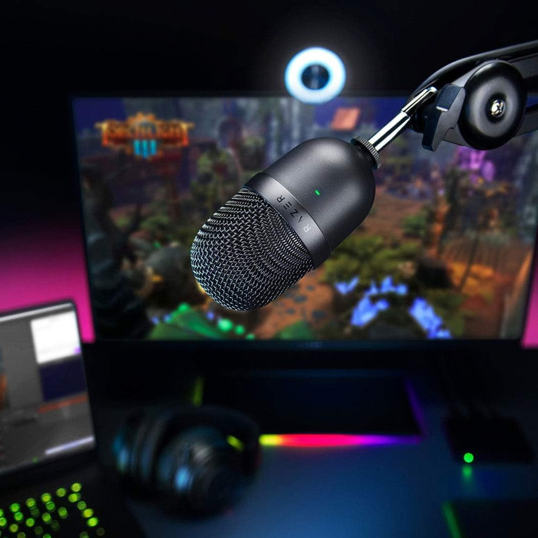 Seiren Mini USB Condensatormicrofoon: voor Streaming en Gaming op PC - Professionele Opnamekwaliteit - Precies Supercardioïde Opnamepatroon - Kantelbaar Statief - Schokbestendig - Klassiek Zwart