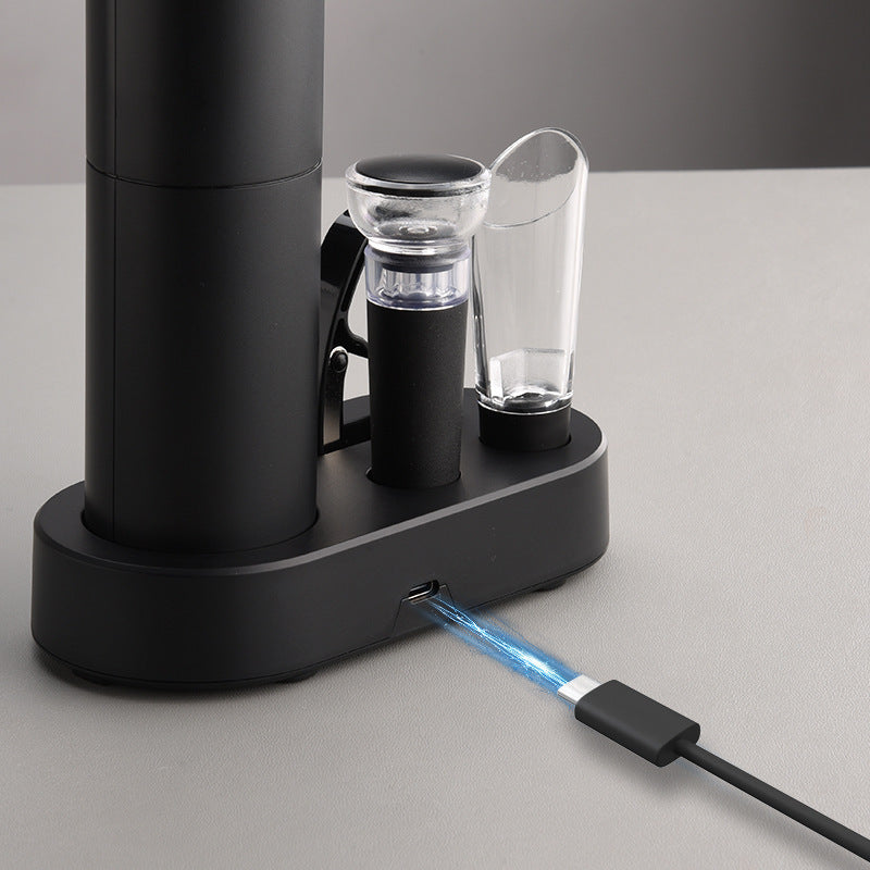USB Oplaadbare Zakelijke Gift Jubileumviering Opbergbasis Roodwijn Elektrische Flessenopener.