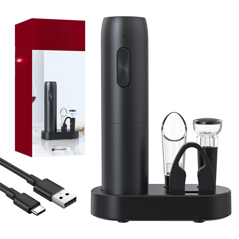 USB Oplaadbare Zakelijke Gift Jubileumviering Opbergbasis Roodwijn Elektrische Flessenopener.