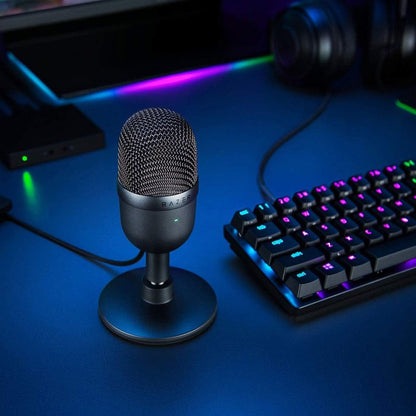 Seiren Mini USB Condensatormicrofoon: voor Streaming en Gaming op PC - Professionele Opnamekwaliteit - Precies Supercardioïde Opnamepatroon - Kantelbaar Statief - Schokbestendig - Klassiek Zwart