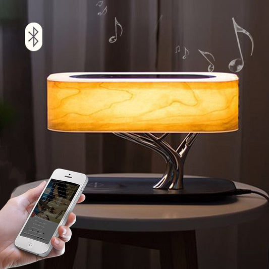 Decoratieve Boomlicht Tafellamp Muziek Bluetooth Speaker Bedlamp WiFi Speaker LED Licht Mobiele Telefoon QI Draadloos Opladen voor Thuis