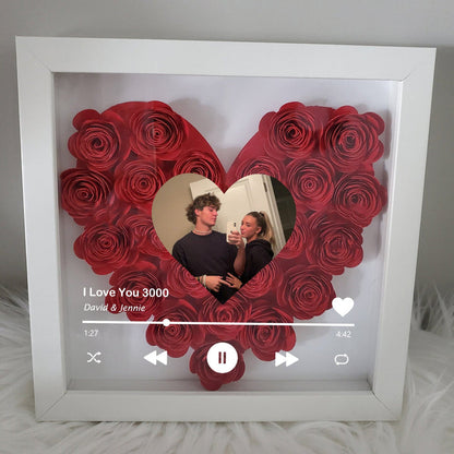 Giftofloves™ Gepersonaliseerde Hartbloem Schaduwdoos met Foto