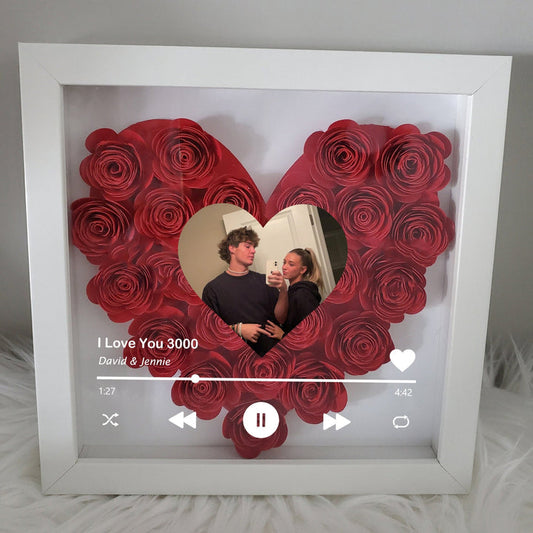 Giftofloves™ Gepersonaliseerde Hartbloem Schaduwdoos met Foto